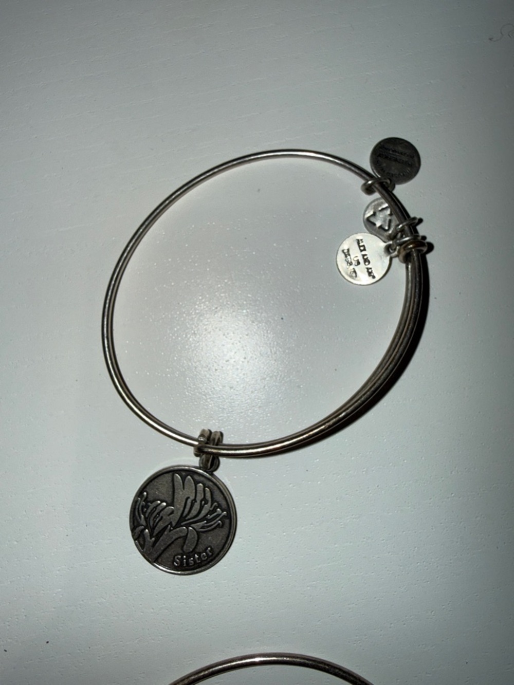 Alex and Ani Bangle Bracelet with Pink Crystal Charm - Picture 5 of 5